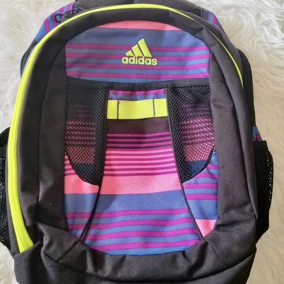 adidas Handbags - Adidas Backpack Black Pink Purple Yellow Stripes
